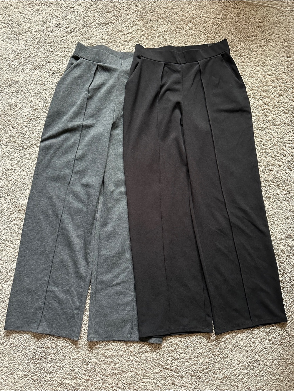 Pair of H&M Wide-Leg Pull-On Pants in Black and Gray Duo